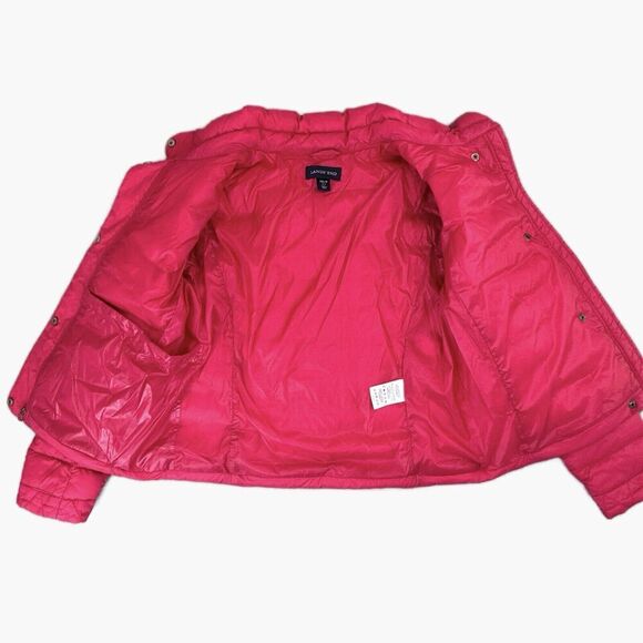 Lands' End Down Puffer Jacket Sz XS 2-4 Hot Pink Packable Cropped Pockets - Picture 5 of 12